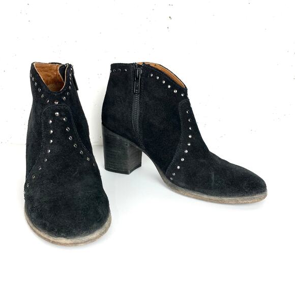 Frye Womens Nora Stud Side Zip Ankle Booties Black Suede Size 6 - Picture 2 of 9